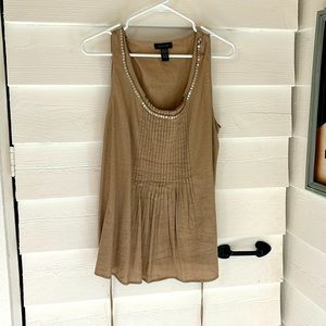Tie back linen tank in taupe